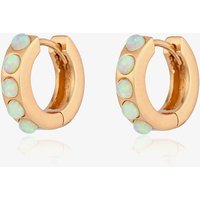 Scream Pretty 18ct Gold Plated Lime Green Opal Huggie Hoop Earrings SPEGS108-LIME