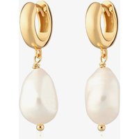 Scream Pretty Hannah Martin 18ct Gold Plated Baroque Pearl Dropper Huggie Earrings SPG-298