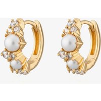 Scream Pretty Hannah Martin 18ct Gold Plated Pearl Cubic Zirconia Cluster Huggie Earrings SPG-404