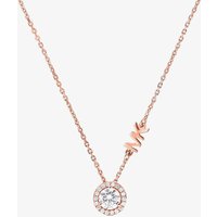 Michael Kors Rose Gold Plated Round Cubic Zirconia MK Necklace MKC1208AN791