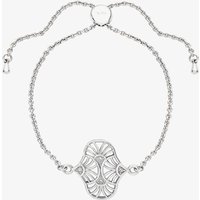 Lucy Quartermaine Silver Art Deco White Topaz Oval Toggle Bracelet ADB4