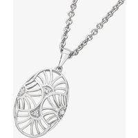 Lucy Quartermaine Silver Art Deco White Topaz Oval Pendant Necklace ADP7