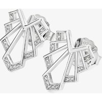 Lucy Quartermaine Silver Art Deco White Topaz Chrysler Stud Earrings ADS4