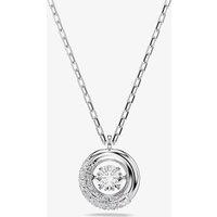 Swarovski Dextera Rhodium Plated Round White Crystal Pendant Necklace 5733400