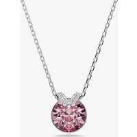 Swarovski Bella Rhodium Plated Round Pink Crystal Pendant Necklace 5734230