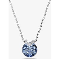 Swarovski Bella Rhodium Plated Round Blue Crystal Pendant Necklace 5734232
