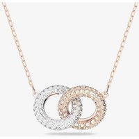 Swarovski Stone Rose Gold Tone 2 Crystal Circle Necklace 5414999