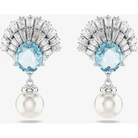 Swarovski Idyllia Rhodium Plated Blue Sheel and Pearl Dropper Earrings 5680301