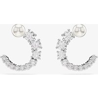 Swarovski Matrix Rhodium Plated Circle Pearl and Crystal Earrings 5692260