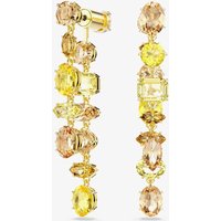 Swarovski Gema Gold Tone Plated Mixed Cut Yellow Crystal Drop Earrings 5718073