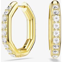 Swarovski Dextera Gold Tone Plated White Crystal Octogan Hoop Earrings 5724584