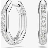 Swarovski Dextera Rhodium Plated White Crystal Octogan Hoop Earrings 5724585