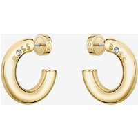 BOSS Gold Tone Crystal Logo Hoop Earrings 1580690