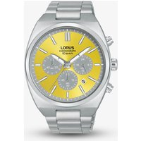 Lorus Mens Multisports Chronograph Silver Tone Yellow Watch RT367KX9