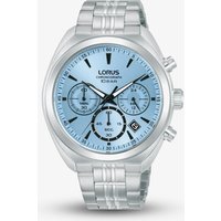 Lorus Mens Chronograph Light Blue Dial Stainless Steel Bracelet Watch RT385KX9