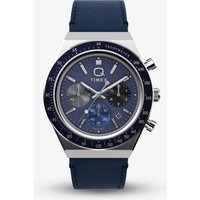 Timex Mens Q Blue Chronograph Dial Leather Strap Watch TW2Y36100
