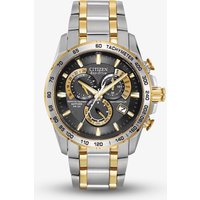 Citizen Mens Eco Drive Perpetual Two Tone Chronograph Watch CB5894-50E