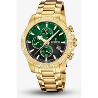 Festina Mens Timeless Chronograph Gold Tone Green Dial Watch F20705/6