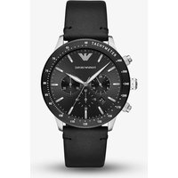Emporio Armani Mens Black Chronograph Dial Black Leather Strap Watch AR11243