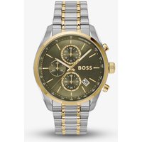BOSS Mens Grand Prix 44 Two-Tone Green Chronograph Watch 1514227