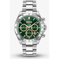 BOSS Mens Hero 2.0 Silver Tone Green Chronograph Watch 1514268