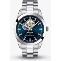 Tissot Mens Gentleman Open Heart Skeleton Blue Bracelet Watch T127.407.11.041.01