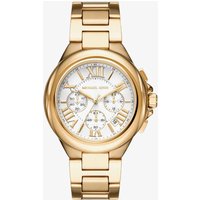 Michael Kors Ladies Camille 43mm Gold Plated White Dial Chronograph Watch MK7270