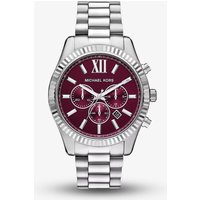 Michael Kors Mens Lexington Silver Chronograph Red Dial Watch MK9242