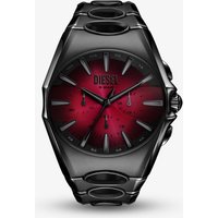 Diesel Mens D-Curve Black Steel Red Dial Chronograph Watch DZ4696