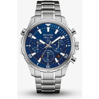 Bulova Mens Marine Star Stainless Steel Blue Chronograph Dial Bracelet Watch 96B256