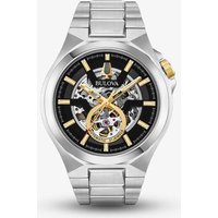 Bulova Mens Classic Stainless Steel Automatic Black Skeleton Dial Bracelet Watch 98A224