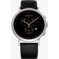 Bering Mens Black Chronograph Leather Strap Watch 10540-402