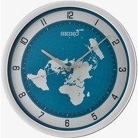 The Jewel Hut Seiko Retro Blue World Map Dial Round Wall Clock QXA814S