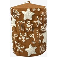 Gingerbread Embossed Snowflake And Star Pillar Candle-11cm XM20349