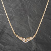 Pre-Owned 18ct Two Colour Gold 0.15ct Brilliant Cut Diamond Set 16 Inch Necklace 41041465