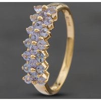Second Hand 9ct Yellow Gold Iolite Three Row Ring 41101986