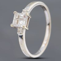 Pre-Owned 9ct White Gold Cubic Zirconia Four Stone Ring 41102057