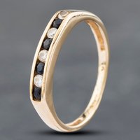Pre-Owned 9ct Yellow Gold Sapphire and Cubic Zirconia Channel Set Half Eternity Ring 41102392