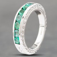 Pre-Owned 9ct White Gold Emerald Half Eternity Ring 41102544