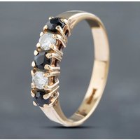 Pre-Owned 9ct Yellow Gold Cubic Zirconia and Sapphire Five Stone Ring 41102648