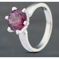 Pre-Owned 9ct White Gold Colour Treated Topaz Round Solitaire Ring 41102782