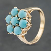 Pre-Owned 9ct Yellow Gold Turquoise Cluster Ring 41102830