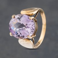 Pre-Owned 9ct Yellow Gold Amethyst Large Oval Dress Ring 41102922