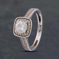 Pre-Owned 9ct White Gold Cubic Zirconia Halo Cluster Ring 41102953