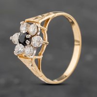 Pre-Owned 9ct Yellow Gold Sapphire and Cubic Zirconia Cluster Ring 41103160
