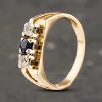 Pre-Owned 9ct Yellow Gold Sapphire and Cubic Zirconia Three Stone Ring 41103193