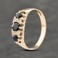Pre-Owned 9ct Yellow Gold Sapphire and Cubic Zirconia Seven Stone Ring 41103240