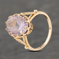 Pre-Owned 9ct Yellow Gold Amethyst Oval Dress Ring 41103267
