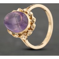 Pre-Owned 9ct Yellow Gold Amethyst Cabachon Dress Ring 41103287