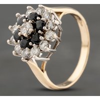 Pre-Owned 9ct Yellow Gold Sapphire and Cubic Zirconia Round Cluster Ring 41103297